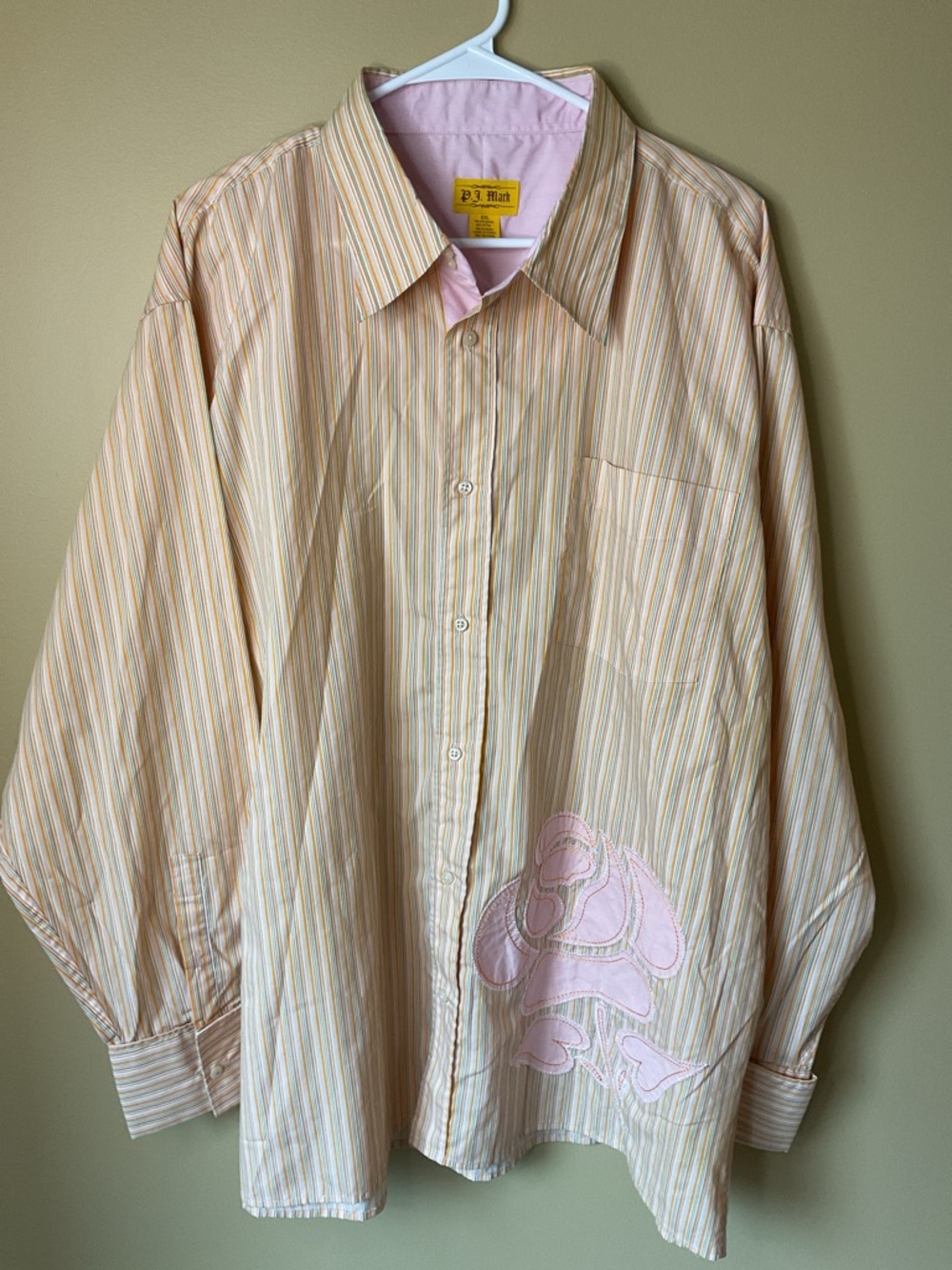 PJ Mark Striped Spring Colors untucked Casual Button up Shirt Size XXL